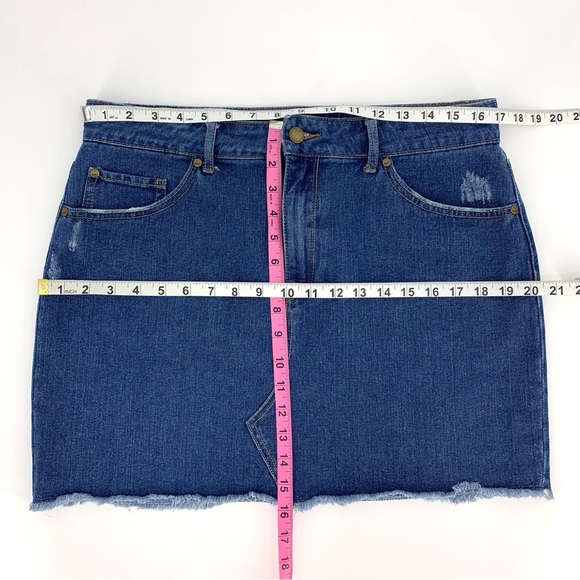 Roxy Icon Blue Denim Raw Edge Mini Skirt, XL - Picture 15 of 16